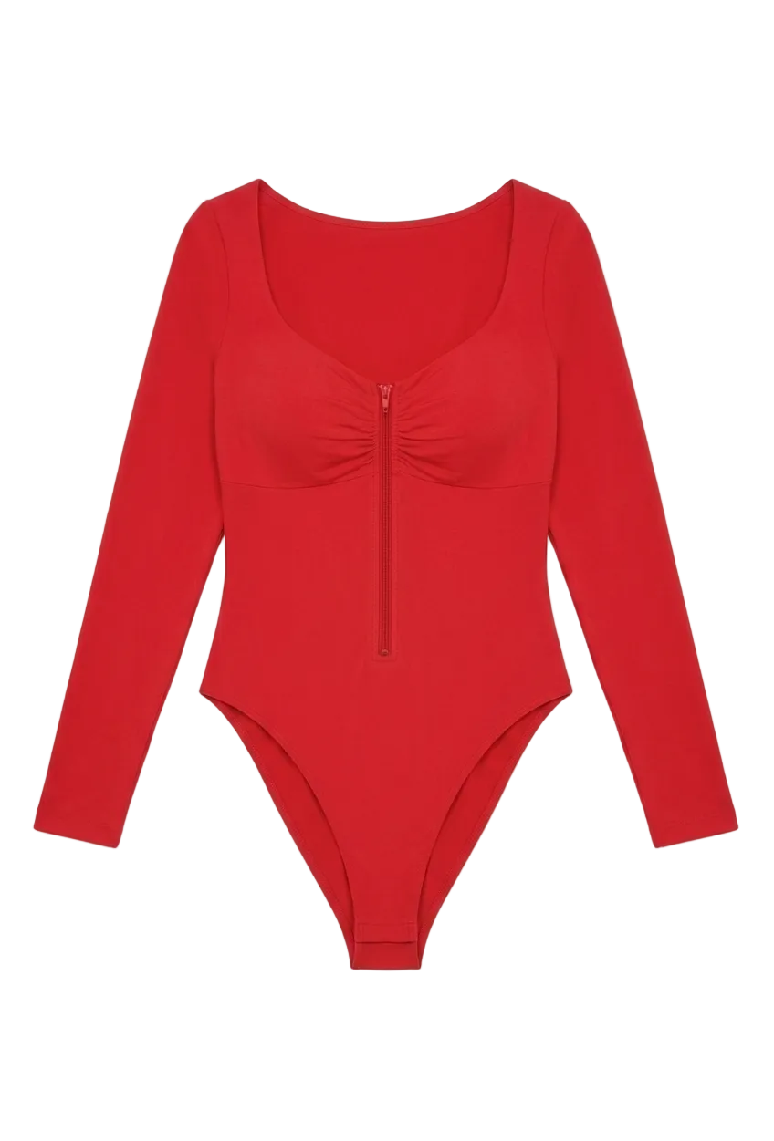 The Long Sleeve Zipper Bodysuit